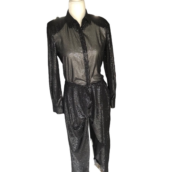 Zara Black & Silver Glitter Long Sleeve Dress 🔥 - Picture 4 of 10